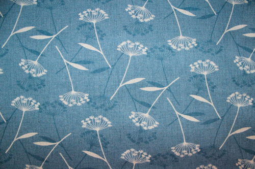 Preview: Baumwoll/ Leinenmischung Pusteblume jeansblau (10 cm)
